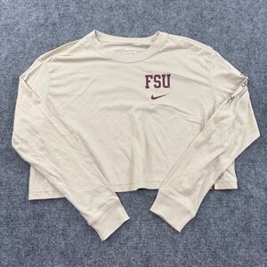Nike Florida State FSU Crop Top L Tan Long Sleeve Loose Fit Tee Women FJ9977-206